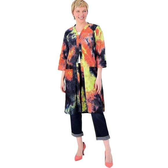 NWT LOGO by Lori Goldstein Tie-Dye Beach-to-Street Cover-Up Duster Size 2X - Picture 1 of 16